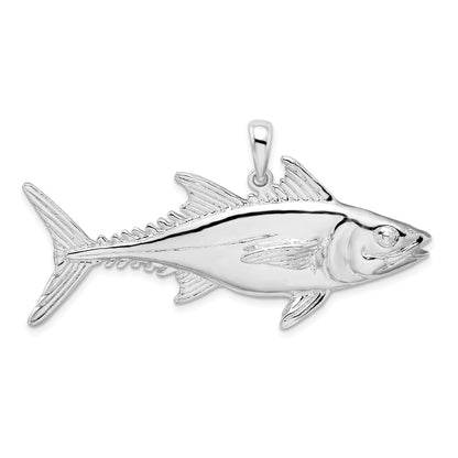 Sterling Silver De-Ani Rhodium-Plated Polished Skipjack Tuna Fish Pendant