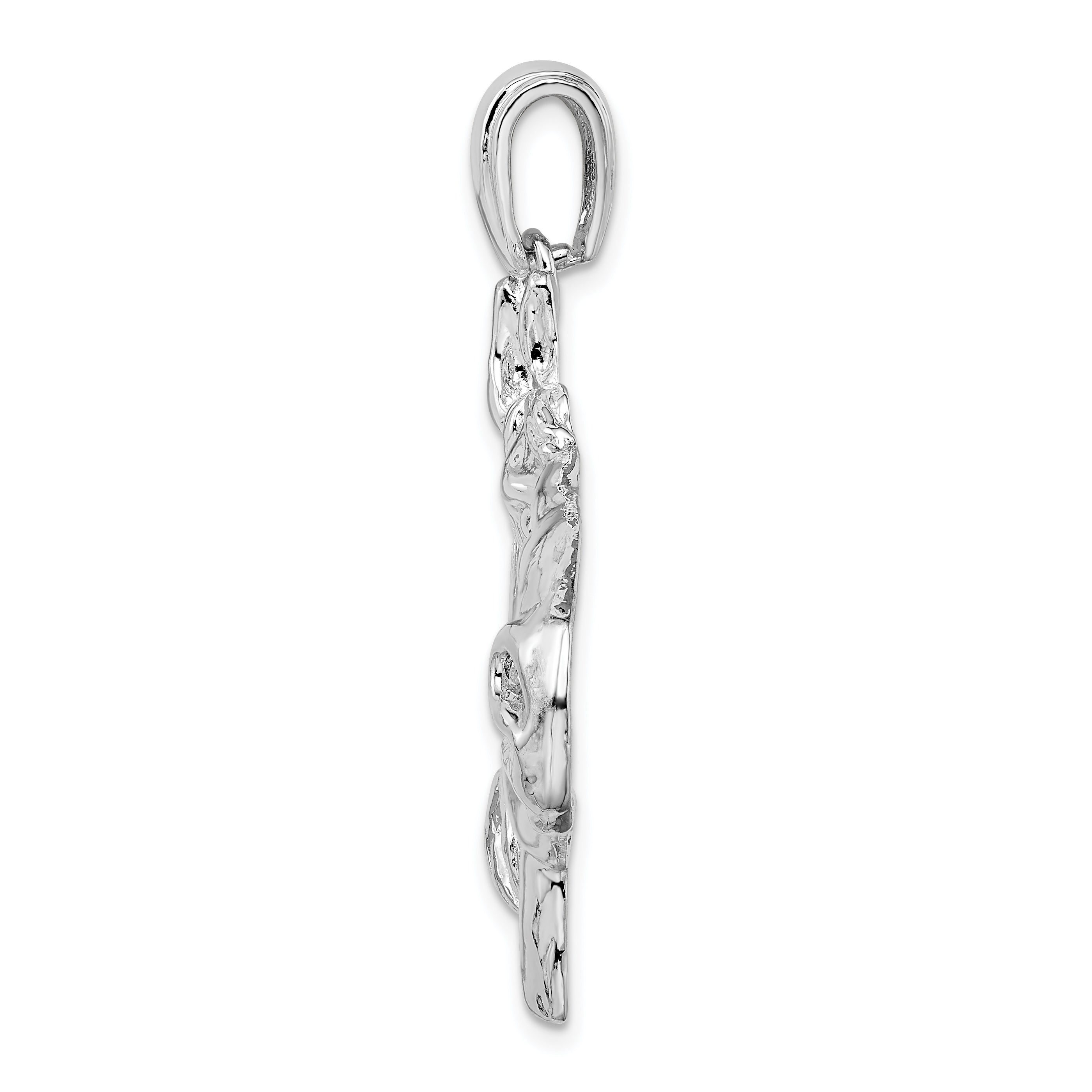 Sterling Silver De-Ani Rhodium-Plated Polished Large Horse Head Pendant