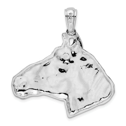 Sterling Silver De-Ani Rhodium-Plated Polished Large Horse Head Pendant