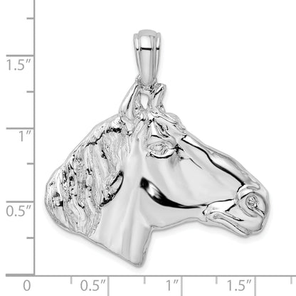 Sterling Silver De-Ani Rhodium-Plated Polished Large Horse Head Pendant