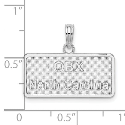 Sterling Silver De-Ani Rhodium-Plated Obx North Carolina License Plate Pendant