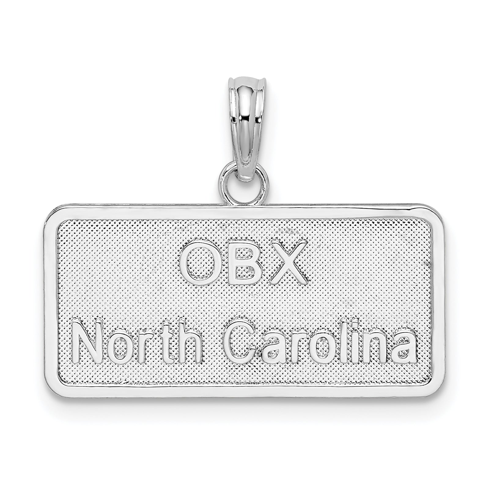 Sterling Silver De-Ani Rhodium-Plated Obx North Carolina License Plate Pendant