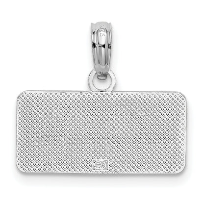 Sterling Silver De-Ani Rhodium-Plated Obx North Carolina License Plate Pendant