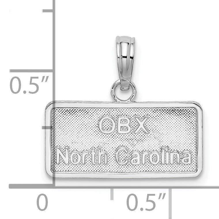 Sterling Silver De-Ani Rhodium-Plated Obx North Carolina License Plate Pendant
