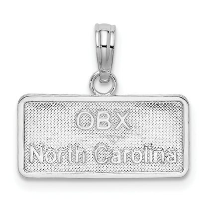 Sterling Silver De-Ani Rhodium-Plated Obx North Carolina License Plate Pendant