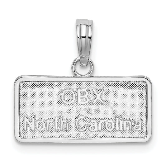 Sterling Silver De-Ani Rhodium-Plated Obx North Carolina License Plate Pendant