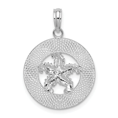 Sterling Silver De-Ani Rhodium-Plated Port Aransas Circle With Starfish Pendant