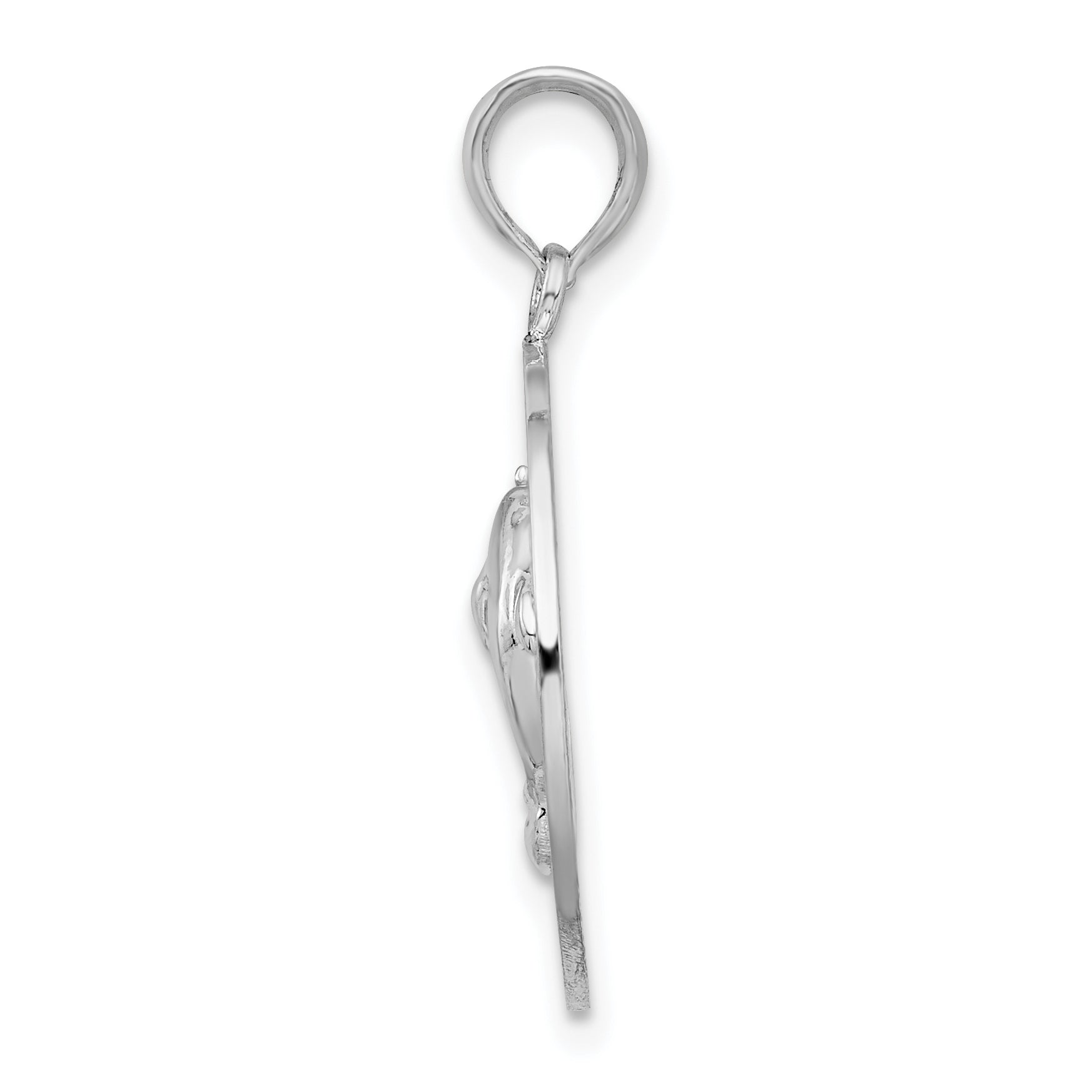 Sterling Silver De-Ani Rhodium-Plated Port Aransas Circle With Dolphins Pendant