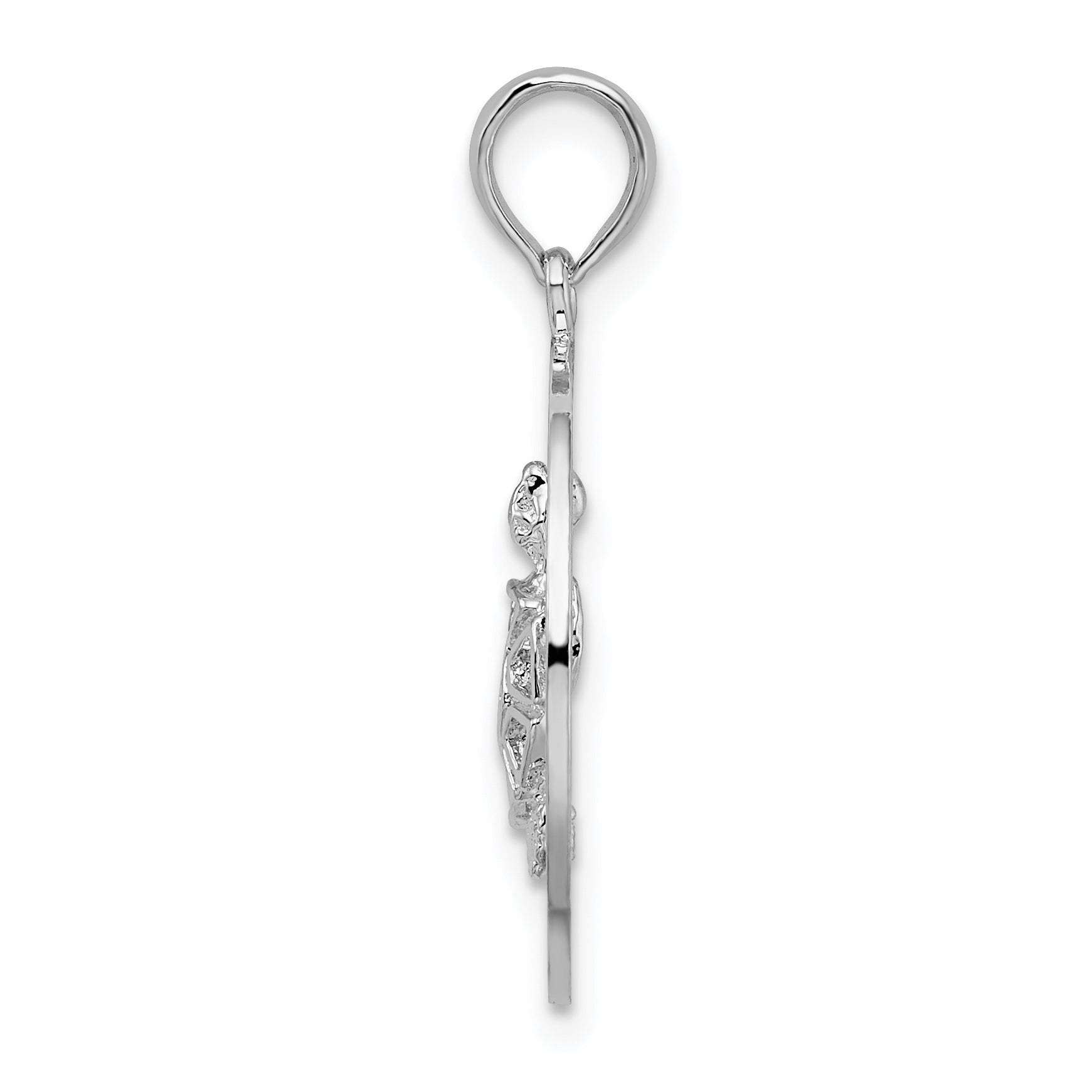 Sterling Silver De-Ani Rhodium-Plated Port Aransas Circle With Turtle Pendant