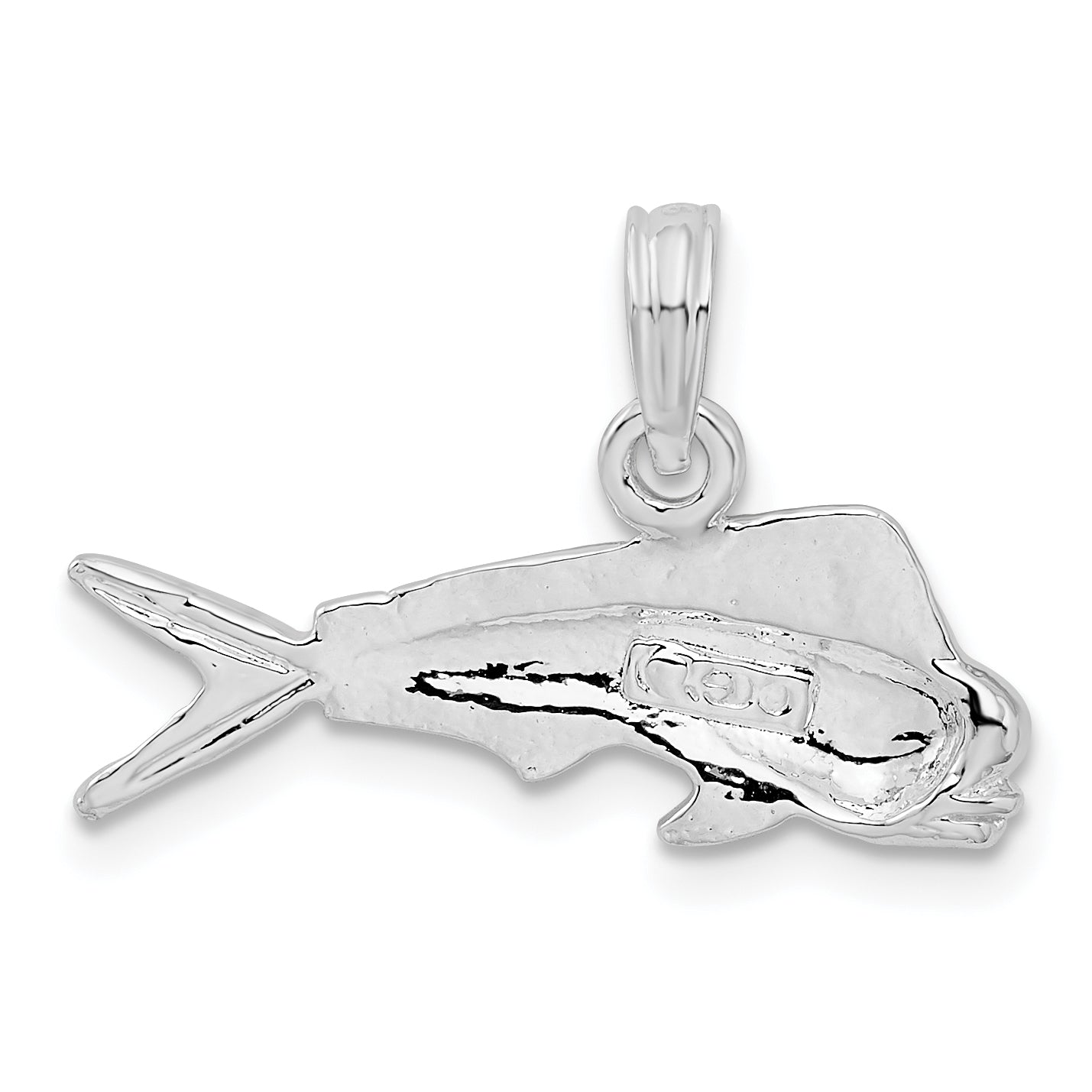 Sterling Silver De-Ani Rhodium-Plated Polished Mahi-Mahi Fish Pendant