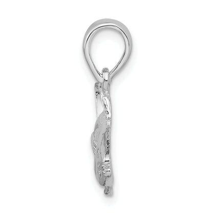 Sterling Silver De-Ani Rhodium-Plated Polished Yellowfin Tuna Fish Pendant
