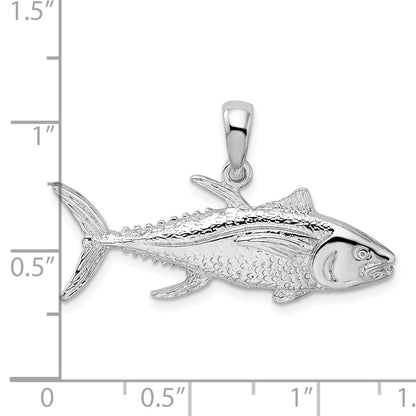 Sterling Silver De-Ani Rhodium-Plated Polished Yellowfin Tuna Fish Pendant
