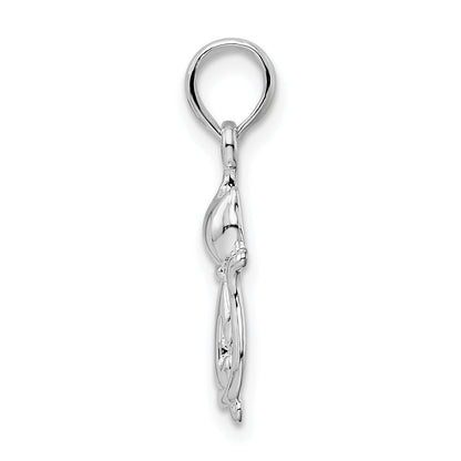 Sterling Silver De-Ani Rhodium-Plated Polished Big And Little Cats Pendant