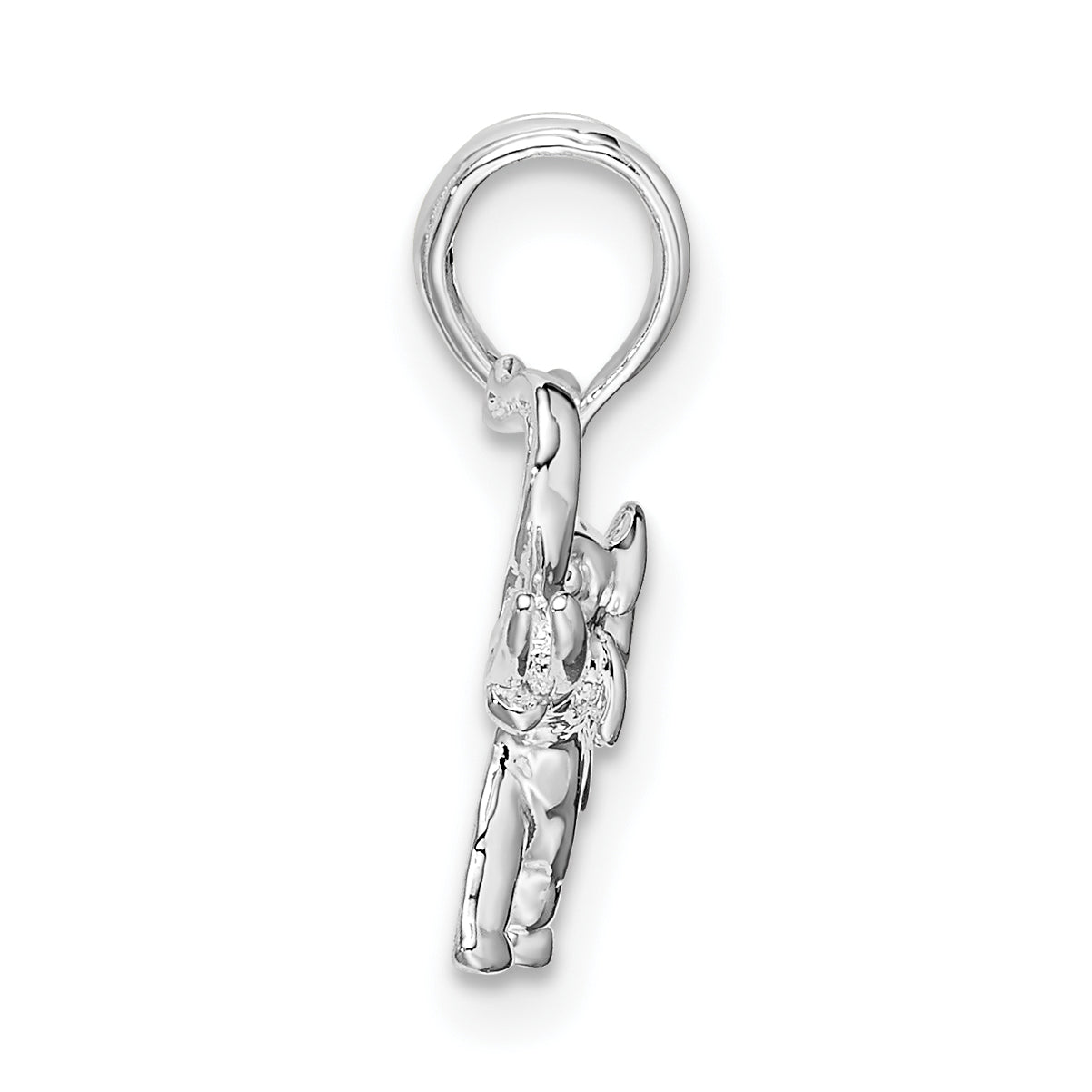 Sterling Silver De-Ani Rhodium-Plated Polished Elephant Pendant
