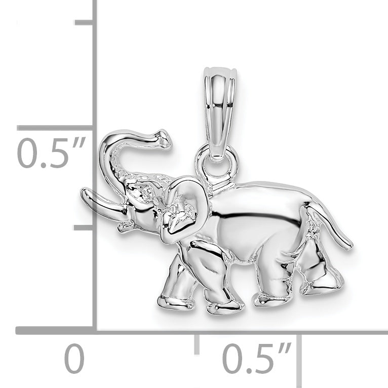 Sterling Silver De-Ani Rhodium-Plated Polished Elephant Pendant