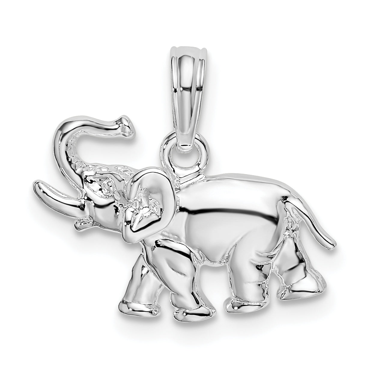 Sterling Silver De-Ani Rhodium-Plated Polished Elephant Pendant