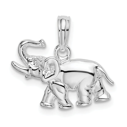 Sterling Silver De-Ani Rhodium-Plated Polished Elephant Pendant