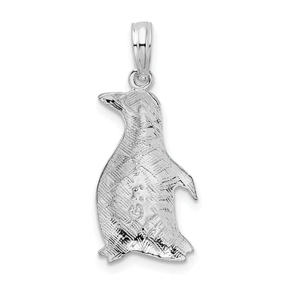 Sterling Silver De-Ani Rhodium-Plated Polished Penguin Pendant