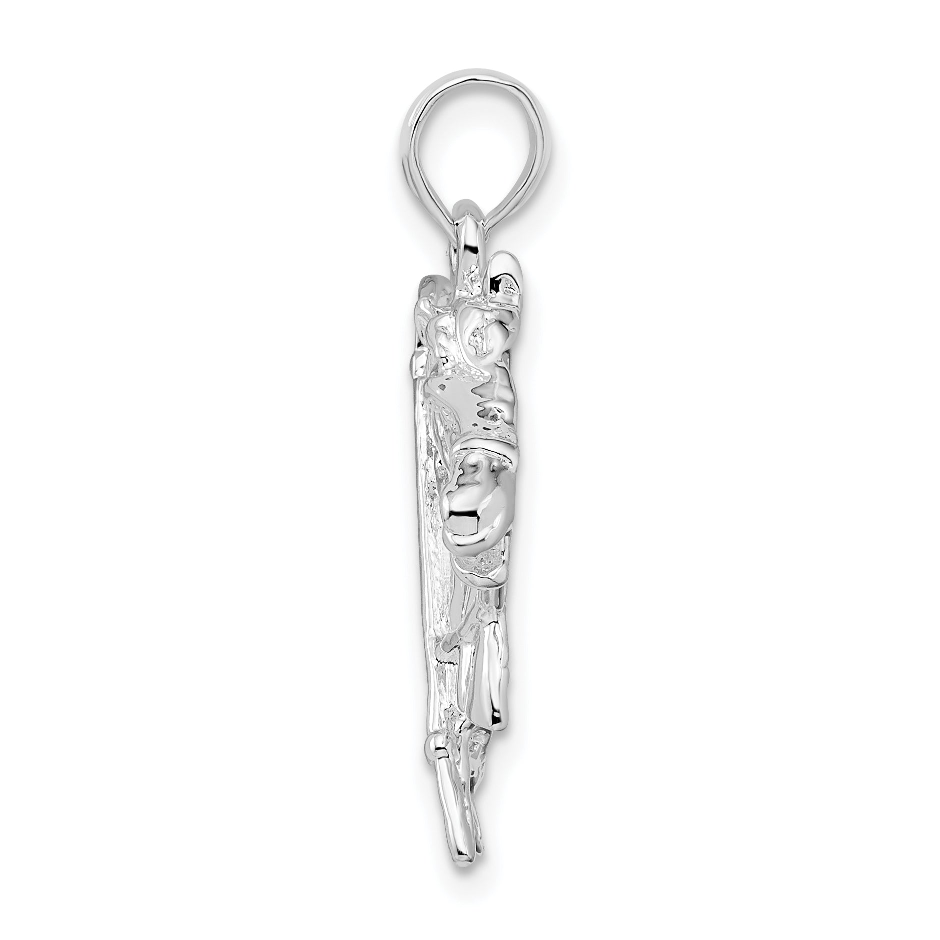 Sterling Silver De-Ani Rhodium-Plated Horse Head With Crop And Horseshoe Pendant