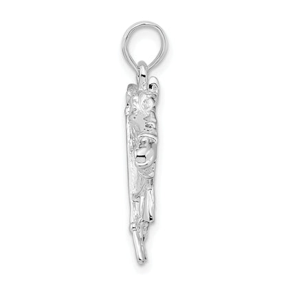 Sterling Silver De-Ani Rhodium-Plated Horse Head With Crop And Horseshoe Pendant