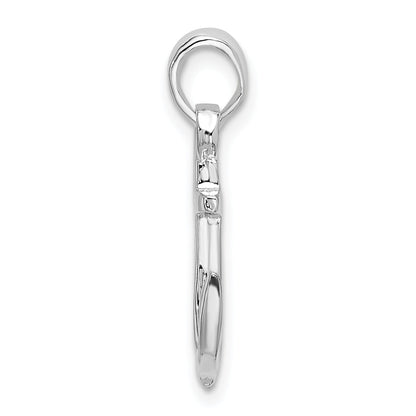Sterling Silver De-Ani Rhodium-Plated Polished 3D Anchor Pendant