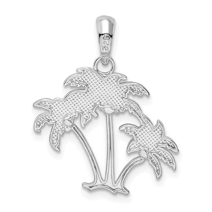 Sterling Silver De-Ani Rhodium-Plated Polished Palm Trees Pendant