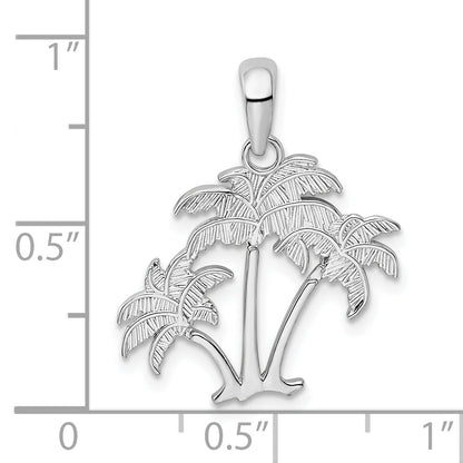 Sterling Silver De-Ani Rhodium-Plated Polished Palm Trees Pendant