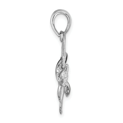 Sterling Silver De-Ani Rhodium-Plated Polished And Satin Swordfish Pendant