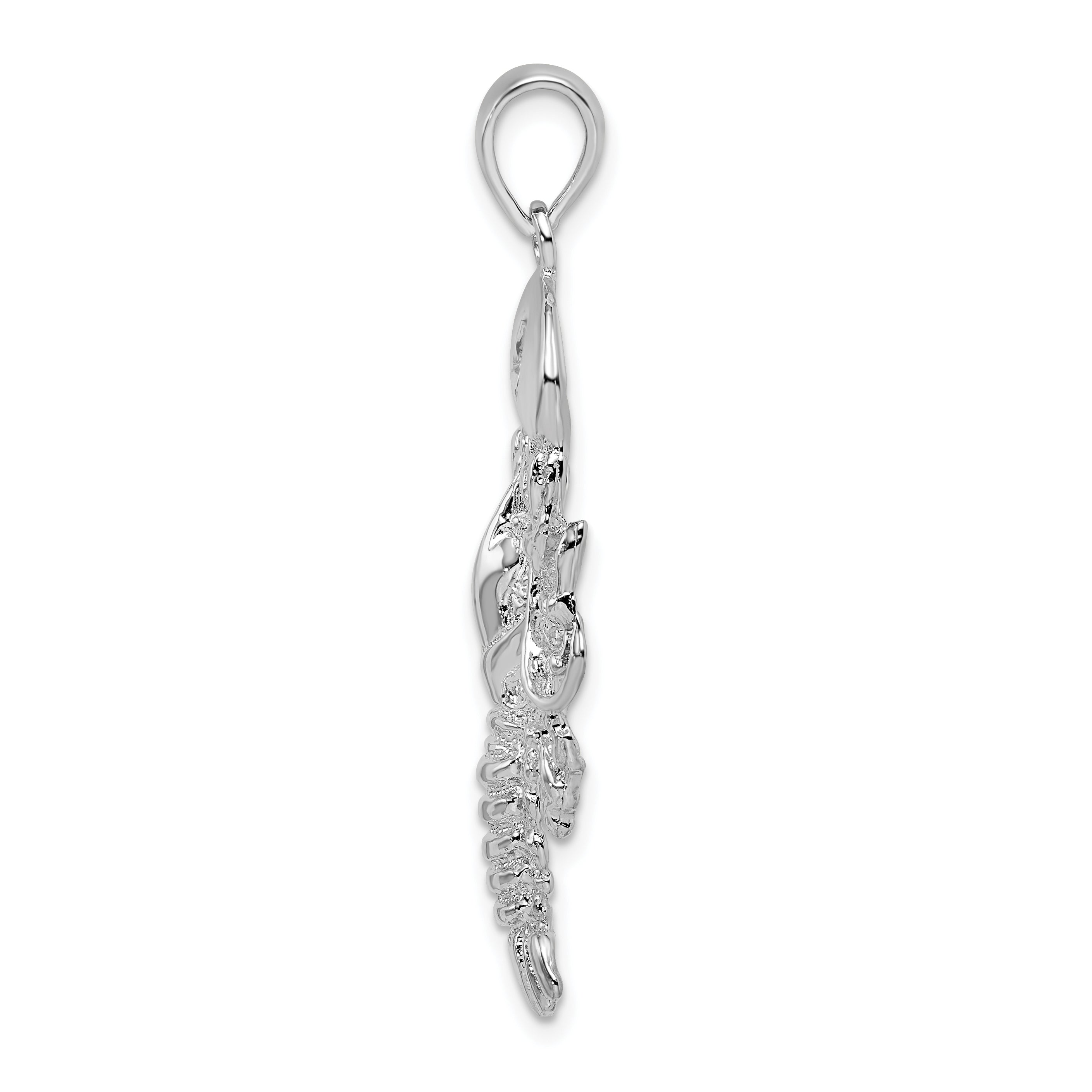 Sterling Silver De-Ani Rhodium-Plated Polished Maine Lobster Pendant