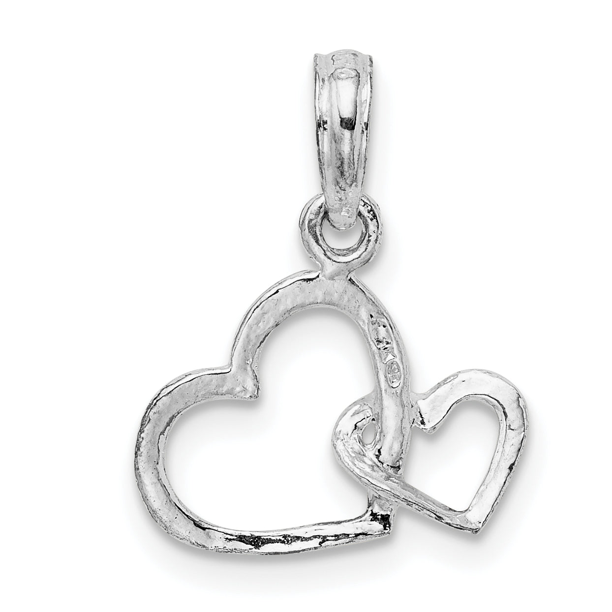 Sterling Silver De-Ani Rhodium-Plated Intertwined Double Hearts Pendant