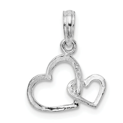 Sterling Silver De-Ani Rhodium-Plated Intertwined Double Hearts Pendant