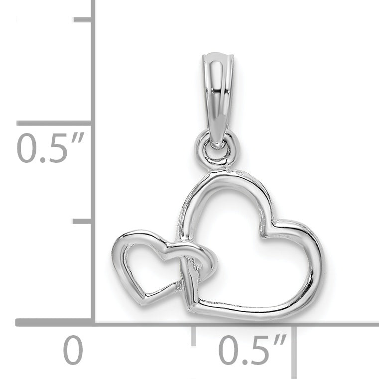 Sterling Silver De-Ani Rhodium-Plated Intertwined Double Hearts Pendant