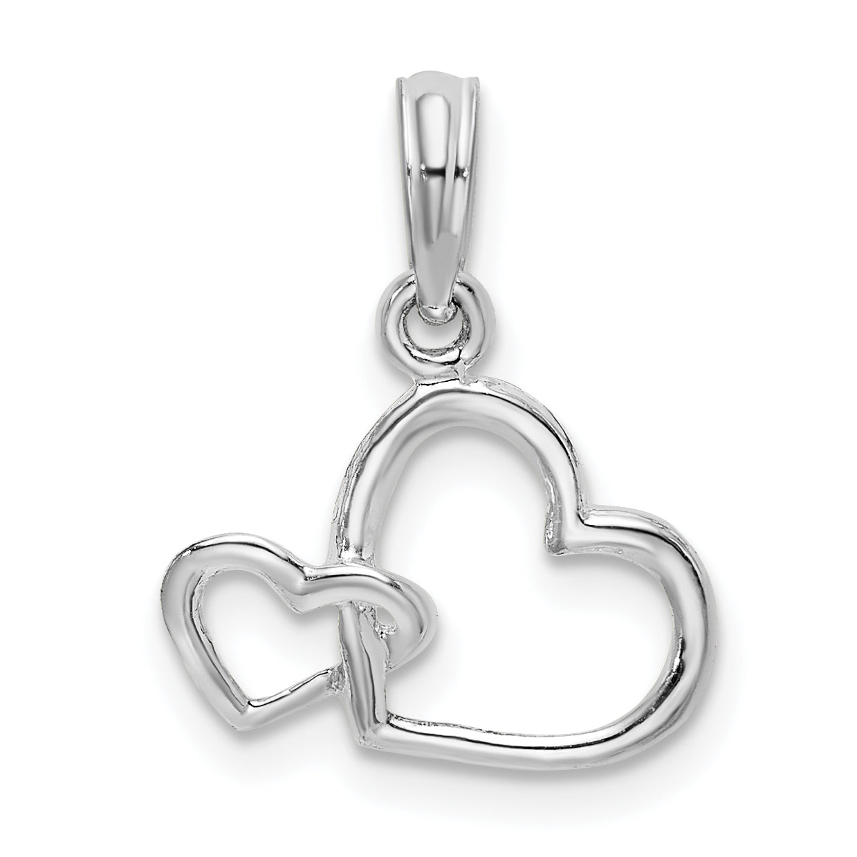 Sterling Silver De-Ani Rhodium-Plated Intertwined Double Hearts Pendant