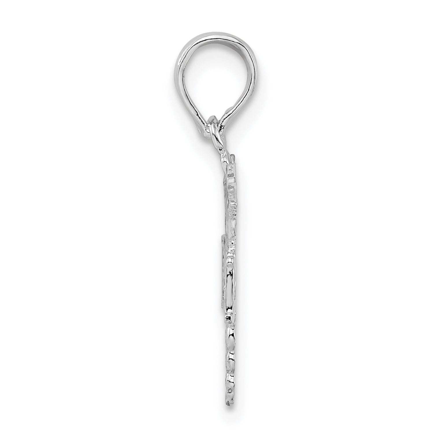 Sterling Silver De-Ani Rhodium-Plated Polished Rn Caduceus Pendant