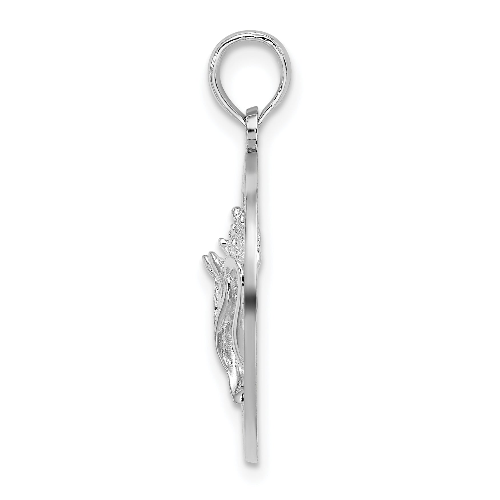 Sterling Silver De-Ani Rhodium-Plated Polished Sanibel Circle With Shell Pendant