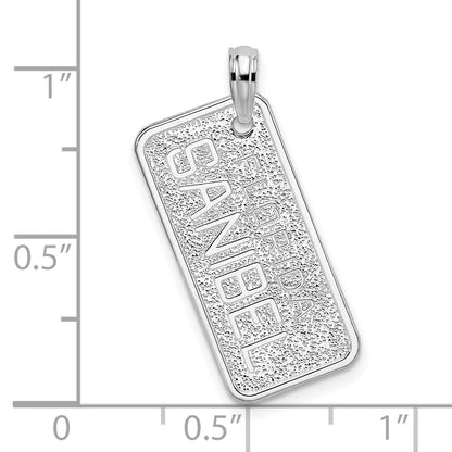 Sterling Silver De-Ani Rhodium-Plated Textured Florida Sanibel License Plate Pendant