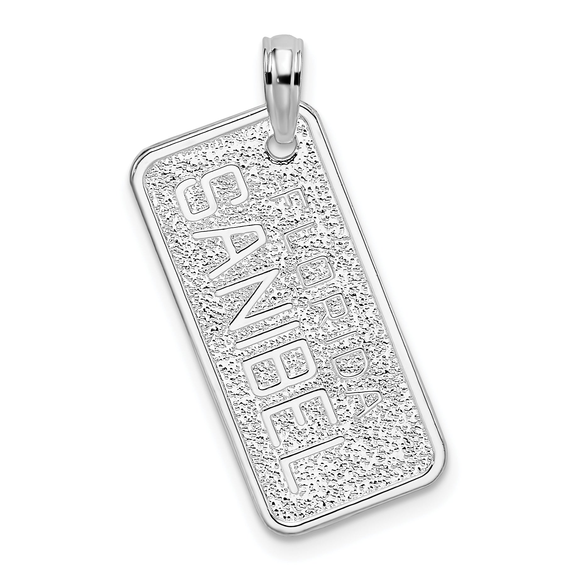 Sterling Silver De-Ani Rhodium-Plated Textured Florida Sanibel License Plate Pendant