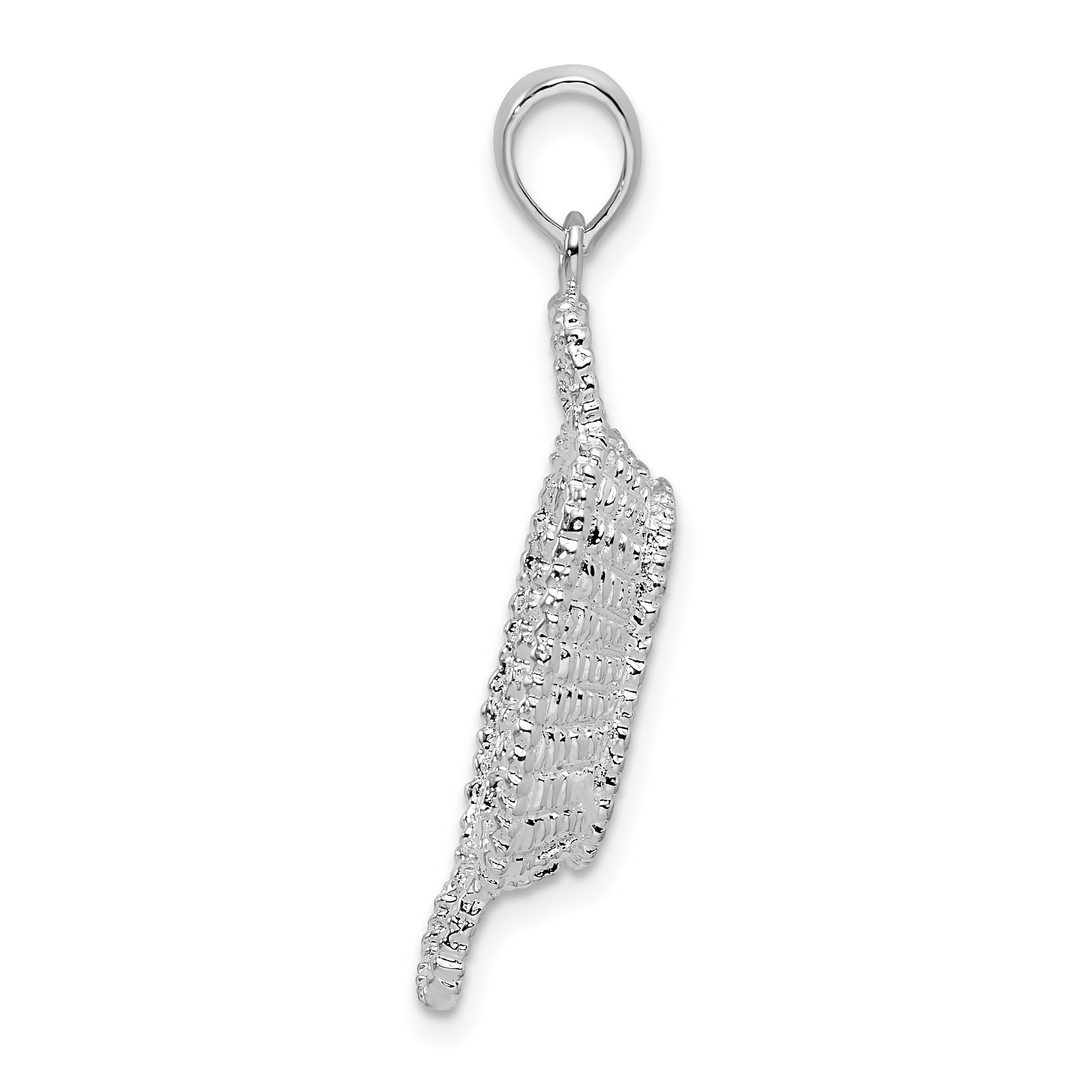 Sterling Silver De-Ani Rhodium-Plated Polished 3D Rectangular Basket Pendant