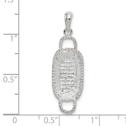 Sterling Silver De-Ani Rhodium-Plated Polished 3D Rectangular Basket Pendant