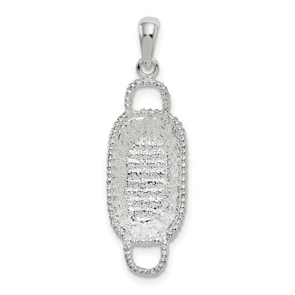 Sterling Silver De-Ani Rhodium-Plated Polished 3D Rectangular Basket Pendant