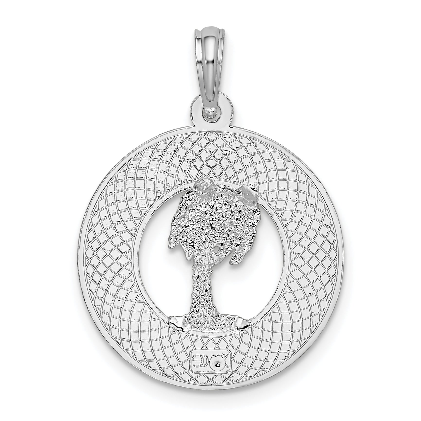 Sterling Silver De-Ani Rhodium-Plated Charleston Circle With Palm Tree Pendant