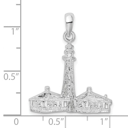 Sterling Silver De-Ani Rhodium-Plated Sanibel Island Lighthouse Pendant