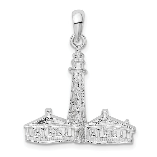 Sterling Silver De-Ani Rhodium-Plated Sanibel Island Lighthouse Pendant