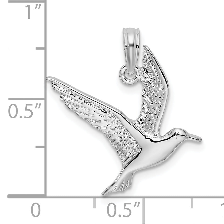 Sterling Silver De-Ani Rhodium-Plated Polished Flying Seagull Pendant