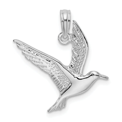 Sterling Silver De-Ani Rhodium-Plated Polished Flying Seagull Pendant