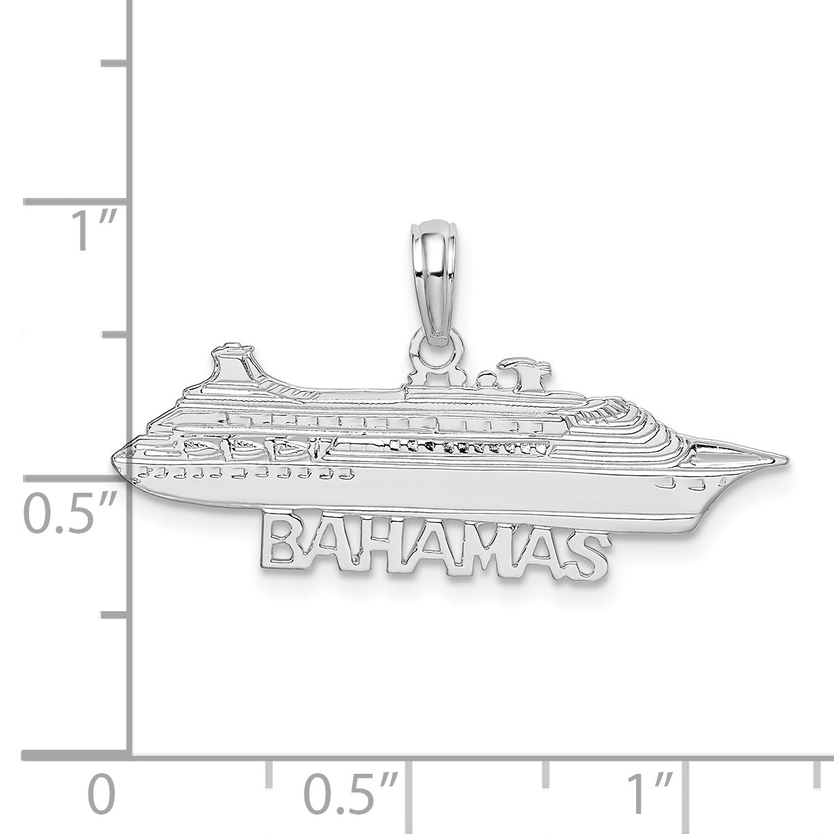 Sterling Silver De-Ani Rhodium-Plated Polished Bahamas Cruise Ship Pendant