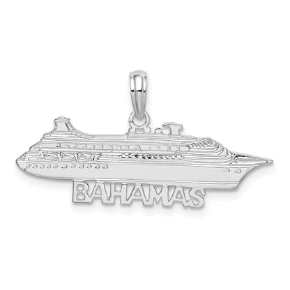 Sterling Silver De-Ani Rhodium-Plated Polished Bahamas Cruise Ship Pendant