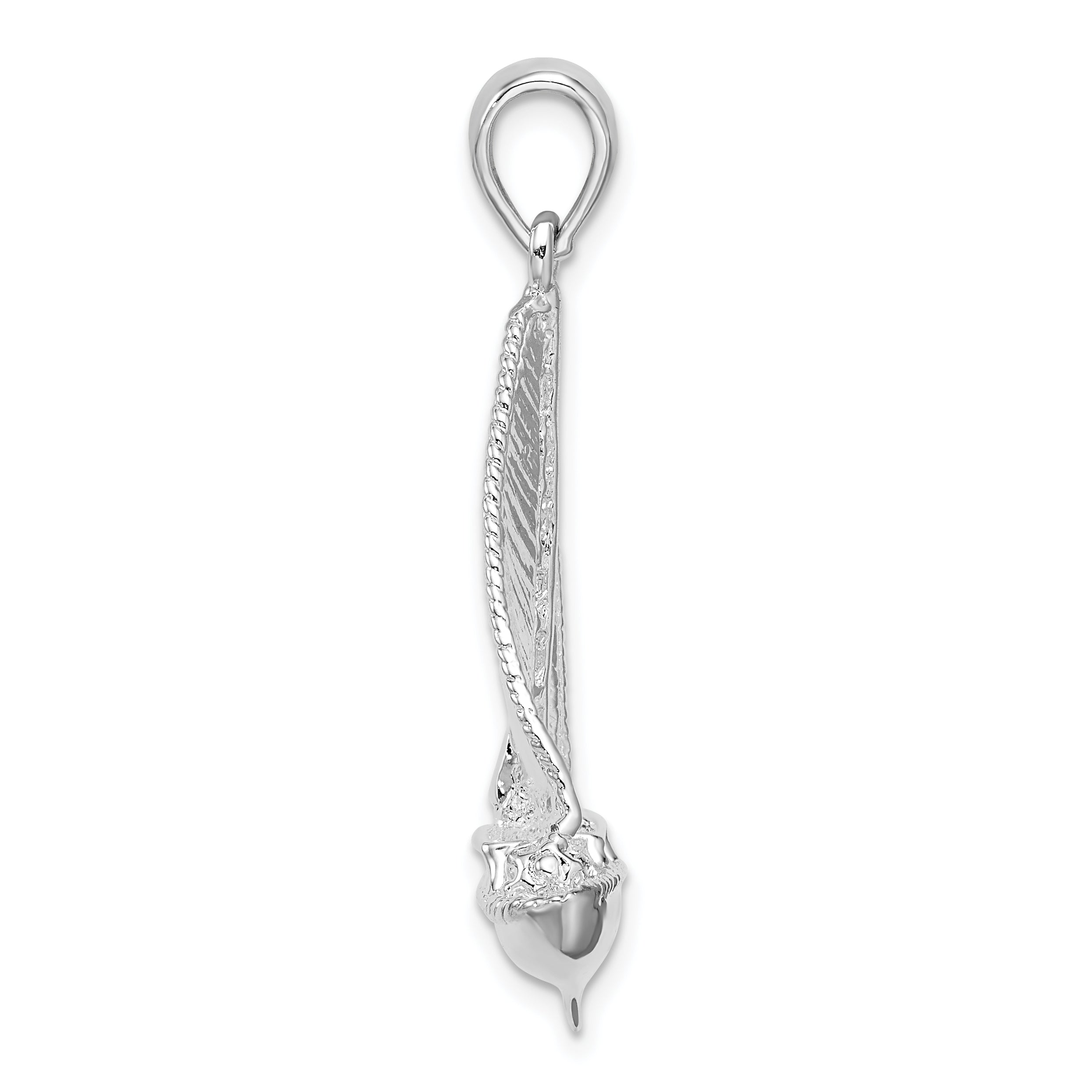 Sterling Silver De-Ani Rhodium-Plated Polished 3D Sailboat Pendant