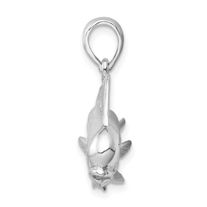 Sterling Silver De-Ani Rhodium-Plated Polished 3D Mahi-Mahi Fish Pendant