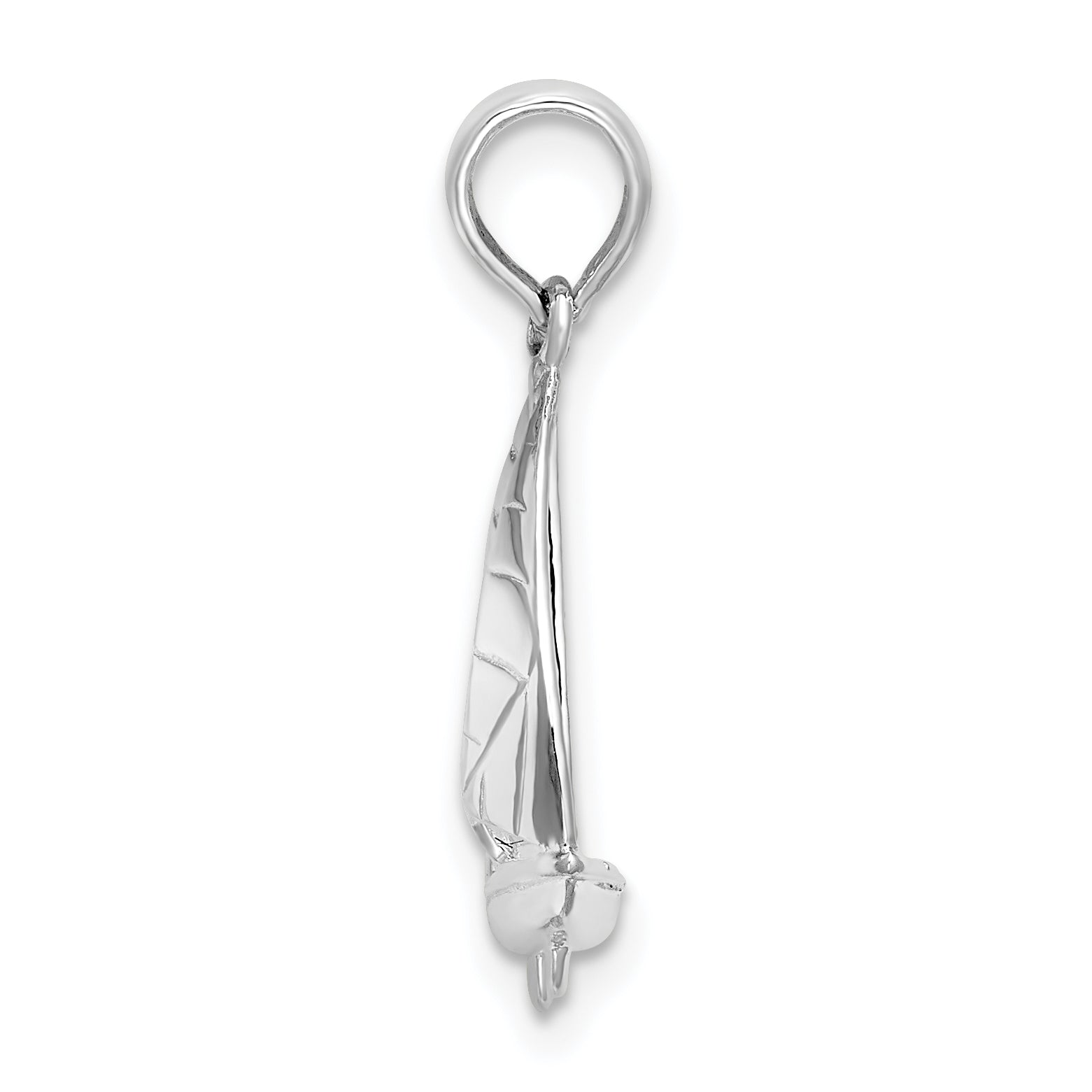 Sterling Silver De-Ani Rhodium-Plated Polished 3D Sailboat Pendant
